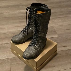 Distressed Gray Combat Boots Size 7